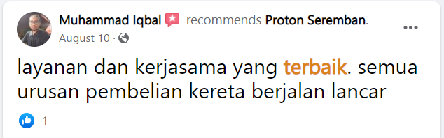 feedback pelanggan proton seremban