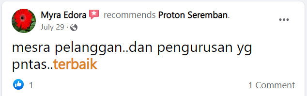 feedback pelanggan proton seremban