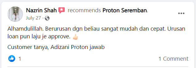 feedback pelanggan proton seremban