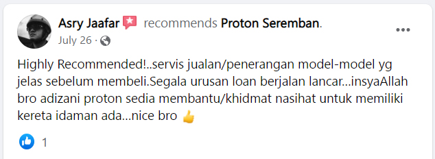 feedback pelanggan proton seremban